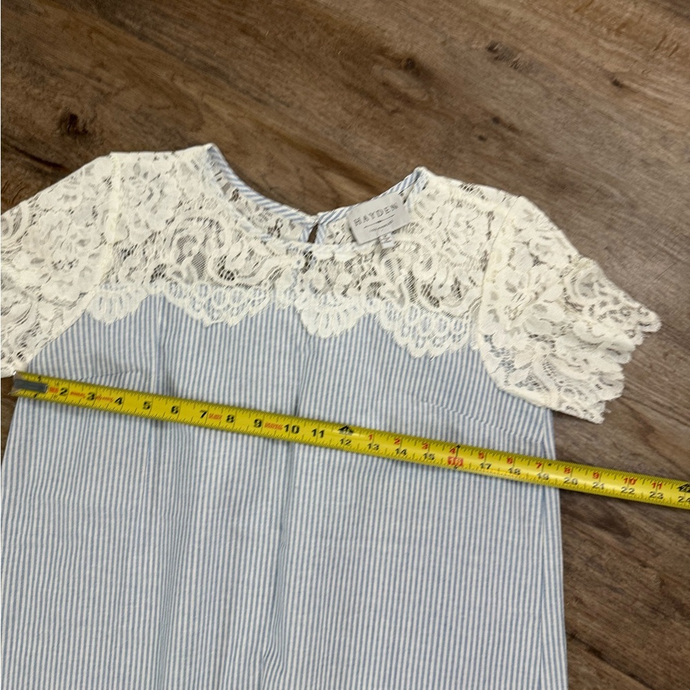 Hayden • Preppy Cotton and Lace Striped Mini Dress - Picture 6 of 13